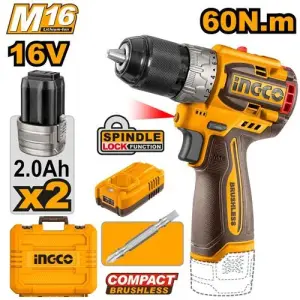 INGCO 16V Brushless Cordless Drill Dual Battery