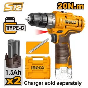 INGCO 12V Cordless Drill 1.5Ah (2x Battery)