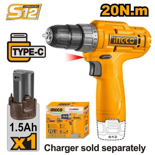 INGCO 12V Cordless Drill 1.5Ah