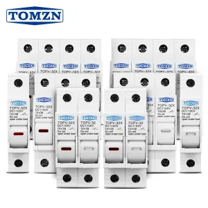 TOMZN TOPV-32X Solar PV Fuse Holder with LED 1000V DC for 10×38mm String Fuses – DIN Rail Mount