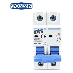 TOMZN TOB7Z-63 2P DC MCB 1000V Miniature Circuit Breaker 3A-63A Overload & Short Circuit Protection